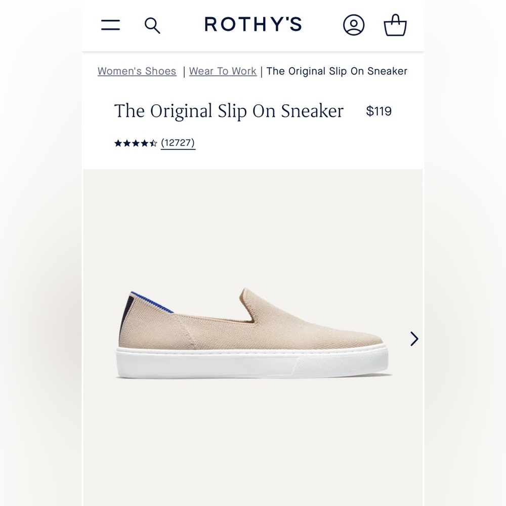 Rothy’s The Original Slip On Sneaker - Color: Sand, Size: 9.5